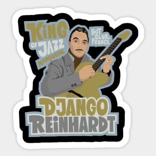 Django Reinhardt: A Jazz Guitar Legend Brought to Life with this Captivating Illustration. Sticker